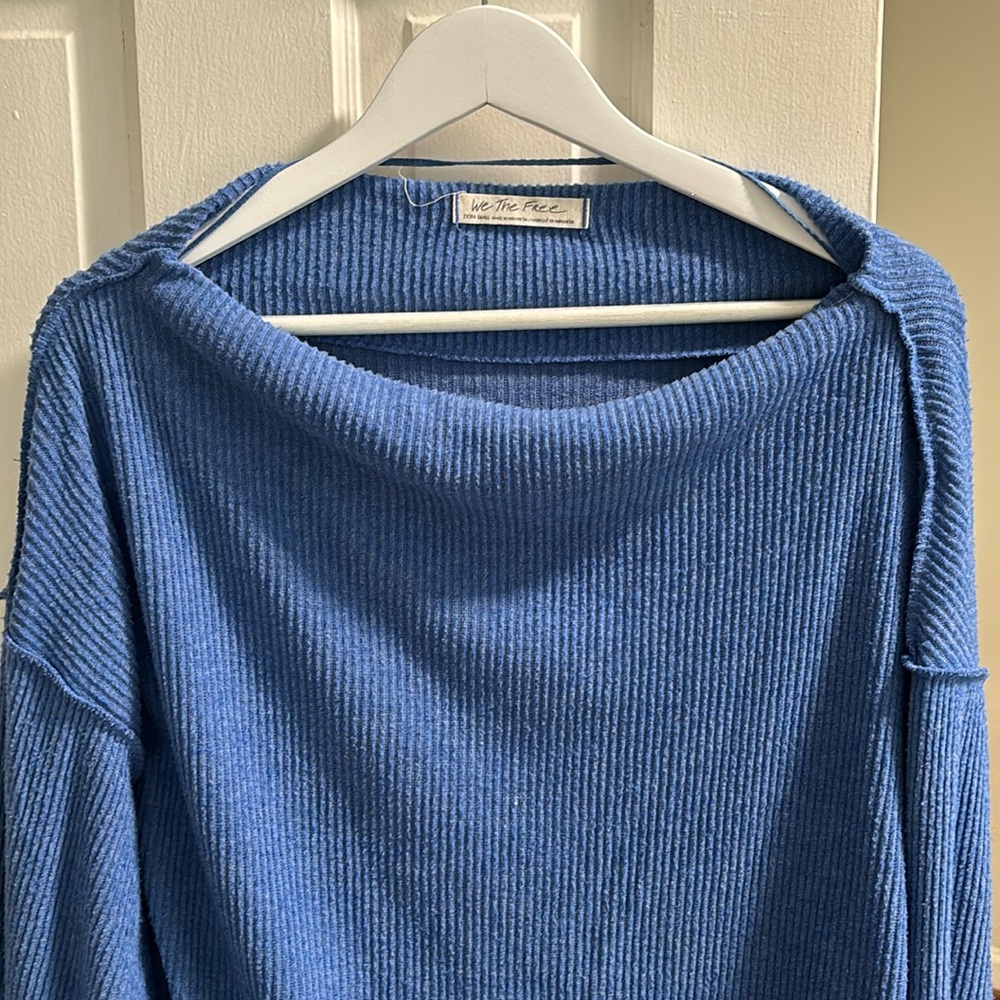 Free People Blue Pullover Sweater